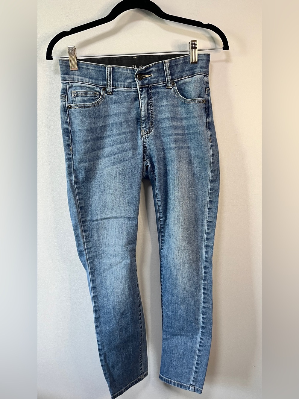 New York & Company High Waist Blue Super Skinny Jeans Size 2